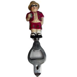 Boston Warehouse Bottle Opener Figural Handle Man in Beach Attire Stainless